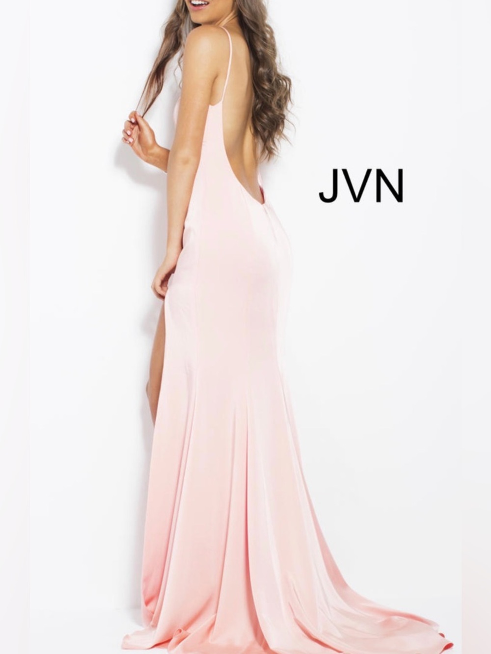 JVN by Jovani JVN55641 Blush Pink Open Back Prom Dress, Size 0